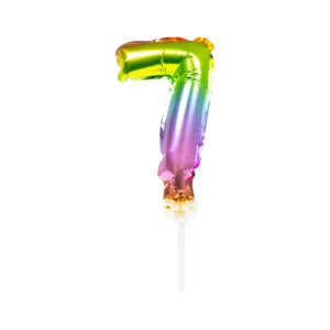 Folienballon Zahl 7 Tortendeko rainbow