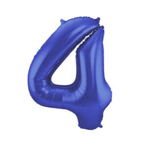 Folienballon Zahl 4 blau metallic matt