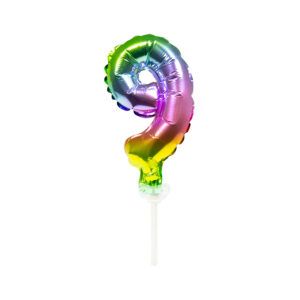 Folienballon Zahl 9 Tortendeko rainbow