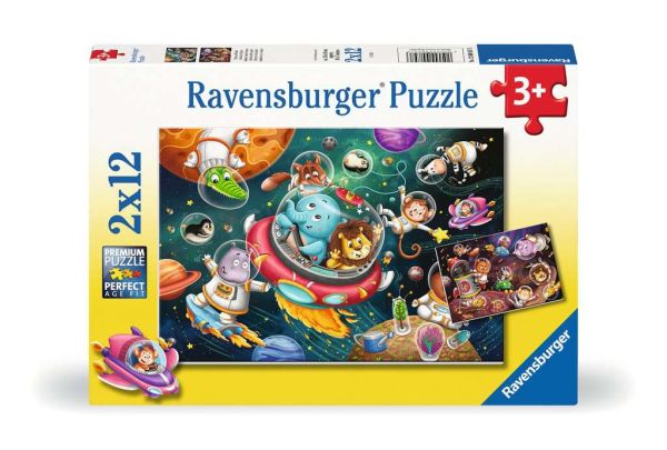 Ravensburger Puzzle 2x12 Teile Tiere im Weltall 00.857