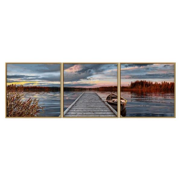 Schipper Sonnenaufgang am See, Triptychon 40 x 120cm