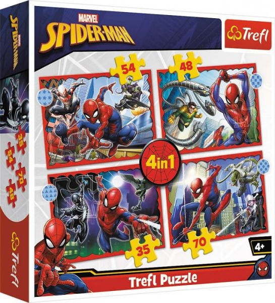 4 in 1 Puzzle 35, 48, 54, 70 Teile – Spiderman