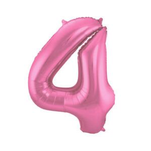 Folienballon Zahl 4 rosa metallic matt