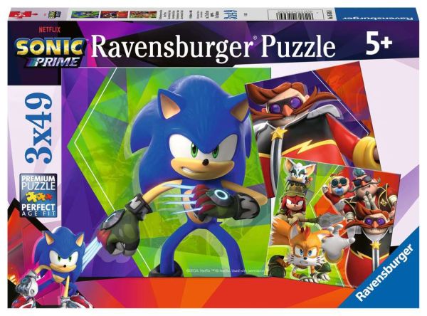 Puzzle 3x49 Teile Die Abenteuer von Sonic 05.695