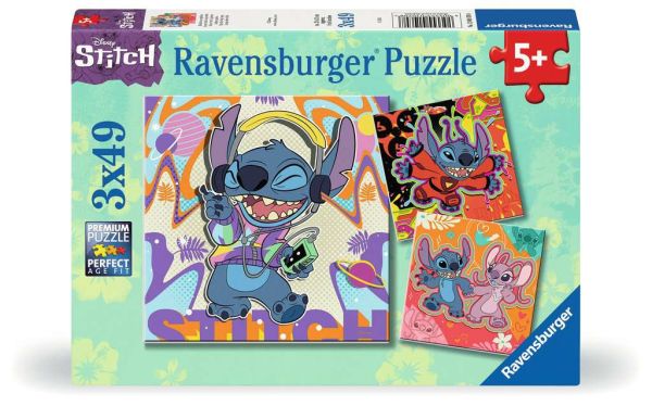 Ravensburger Puzzle 3x49 Stitch - Einfach nur spielen 01.070