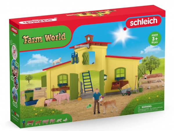 Schleich Farm World Grosser Stall mit Tieren und Zubehör 42605