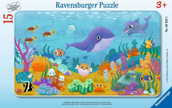 Rahmenpuzzle 15 Teile Tierkinder unter Wasser 005.632