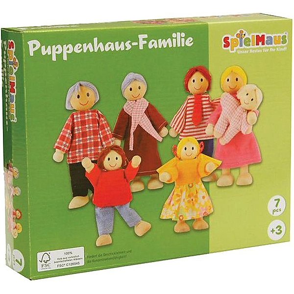 7 Personen Puppenfamilien Puppenhaus Biegepuppen für Kinder Rollenspielzeug 