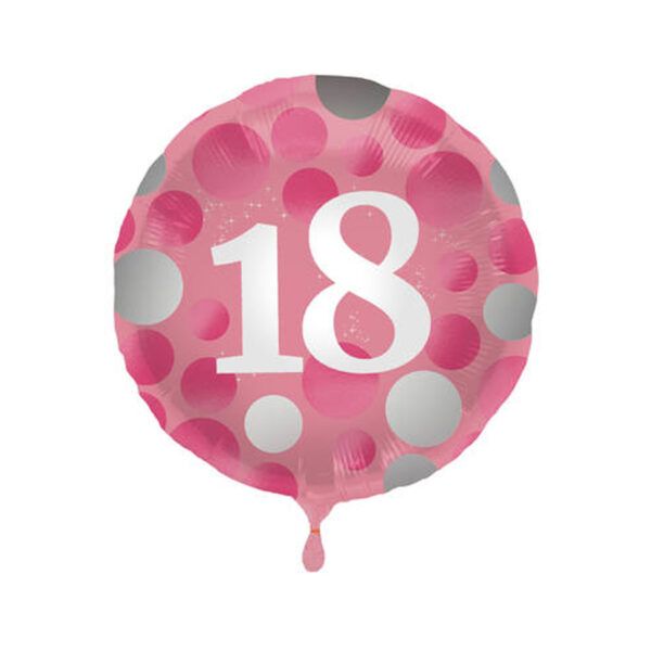 Folienballon 18. Geburtstag Glossy Pink