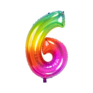 Folienballon Zahl 6 rainbow