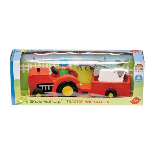 Tender Leaf Toys Traktor mit Anhänger