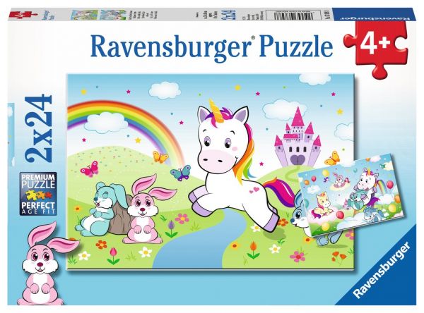 Puzzle 2x24 Teile Märchenhaftes Einhorn 07.828