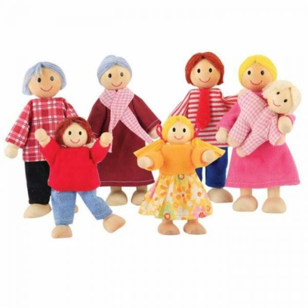 Puppenhaus Familie Puppen kleine hölzerne Spielzeug-Set Figuren gekleidet Z gb 