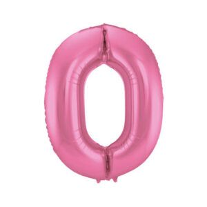 Folienballon Zahl 0 rosa metallic matt