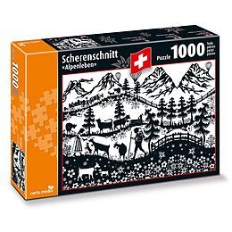 Puzzle 1000 Teile Scherenschnitt "Alpenleben"