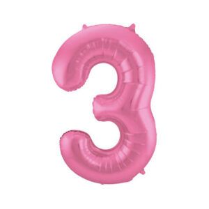 Folienballon Zahl 3 rosa metallic matt