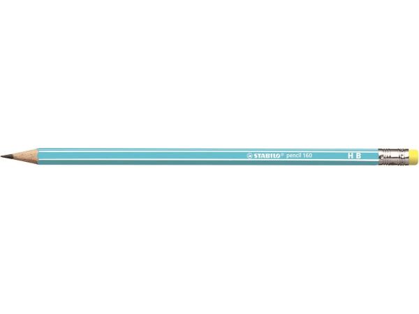 STABILO Bleistift 160HB mit Radierer hellblau