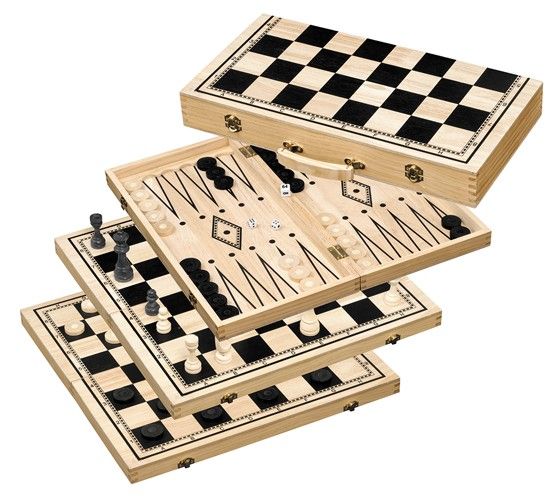 Schach-Backgammon-Dame-Set - Feld 50 mm