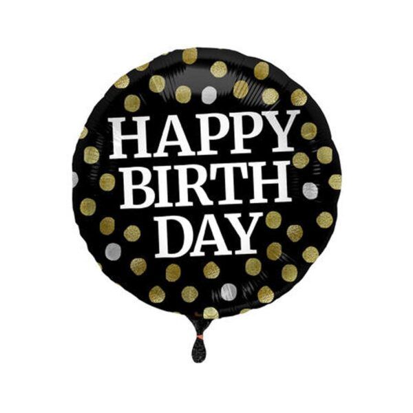 Folienballon Happy Birthday Glossy Black
