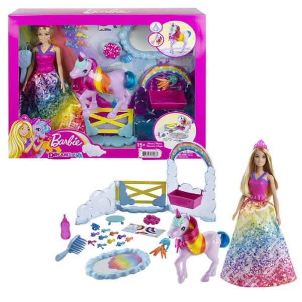 Barbie Dreamtopia Prinzessin Puppe inkl. Einhorn mit Farbwechsel, Set