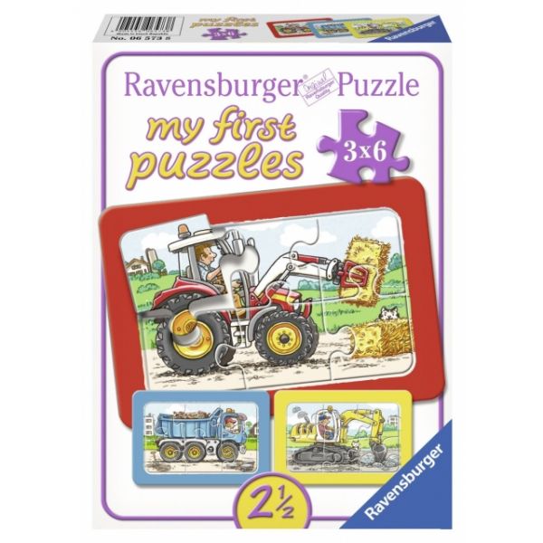 Puzzle Bagger,Traktor und Kipplader 3x6 Teile