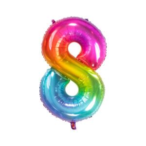 Folienballon Zahl 8 rainbow