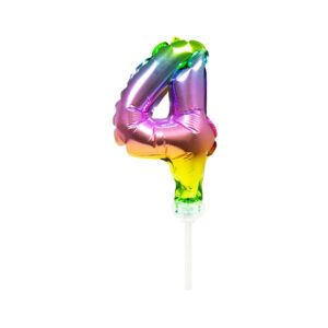 Folienballon Zahl 4 Tortendeko rainbow