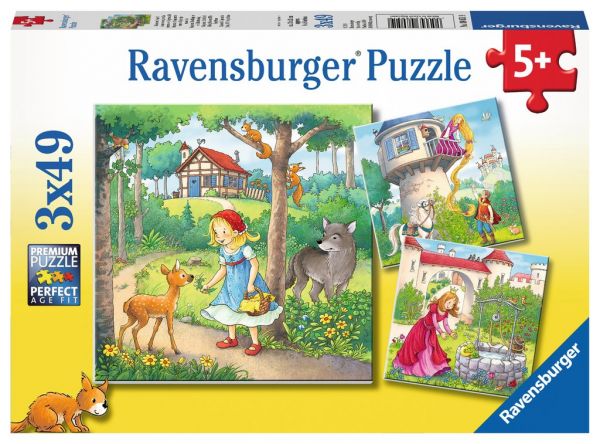 Puzzle 3x49 Teile Rapunzel, Rotkäppchen und der Froschkönig 08.051