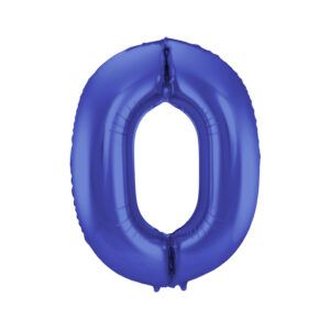 Folienballon Zahl 0 blau metallic matt