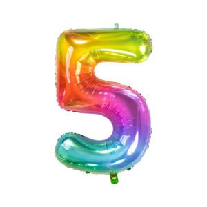 Folienballon Zahl 5 rainbow