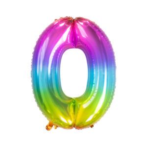 Folienballon Zahl 0 rainbow