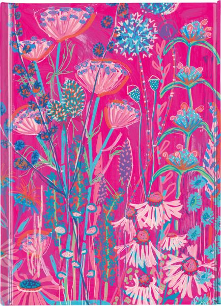 FLAME TREE Notizbuch A5 mit Magnetverschluss Pink Garden House