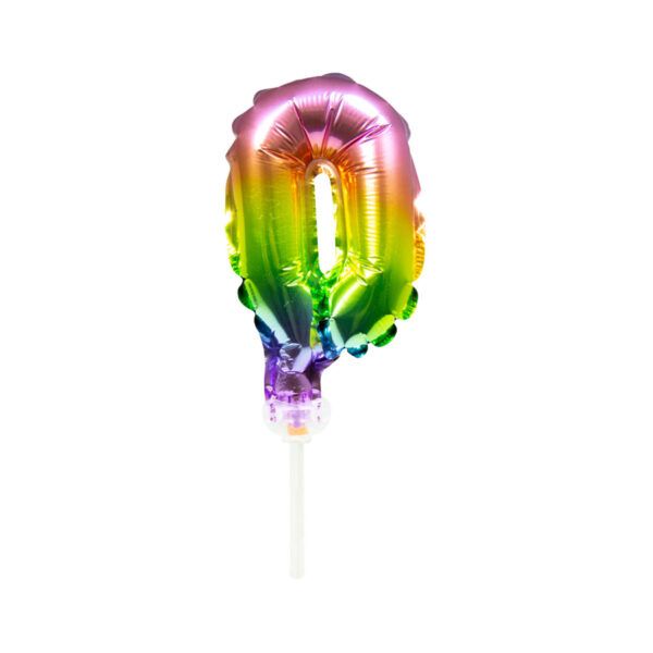 Folienballon Zahl 0 Tortendeko rainbow