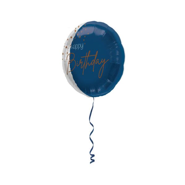 Folienballon Elegant True Blue Happy Birthday blau-transparent