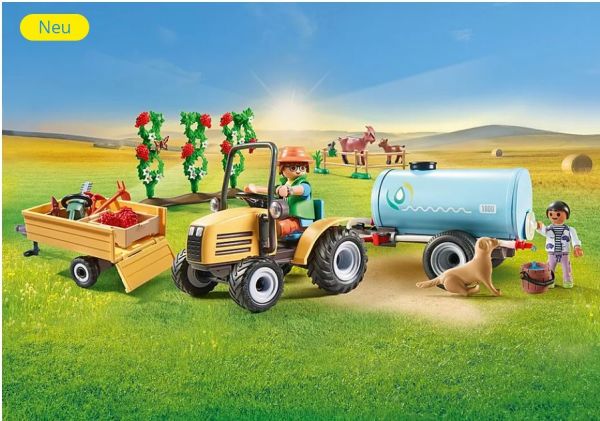 PLAYMOBIL Traktor mit Anhänger und Wassertank 71442