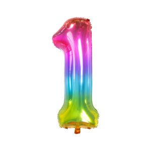 Folienballon Zahl 1 rainbow