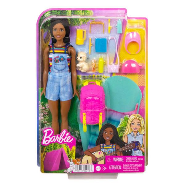 Barbie Camping Spielset mit Brooklyn Puppe, Hündchen und Accessoires