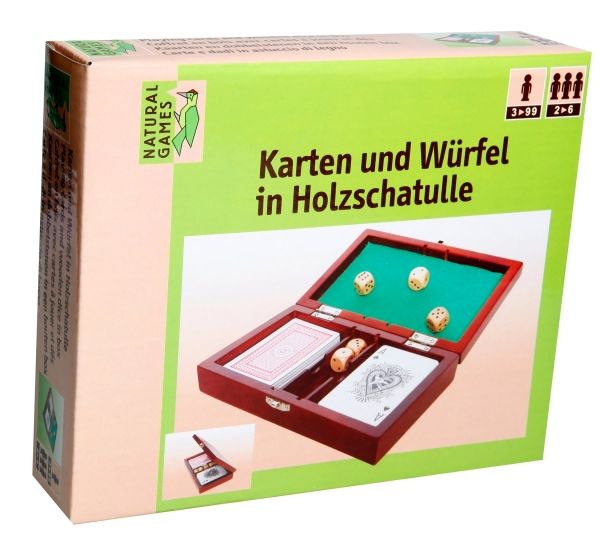 Natural Games Karten und Würfel in Holzschatulle
