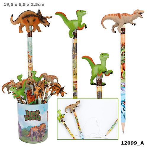 Dino World Bleistift mit Dino - Topper