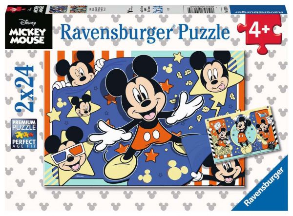 Ravensburger Puzzle 2x24 Teile - Disney Micky Mouse Film ab!