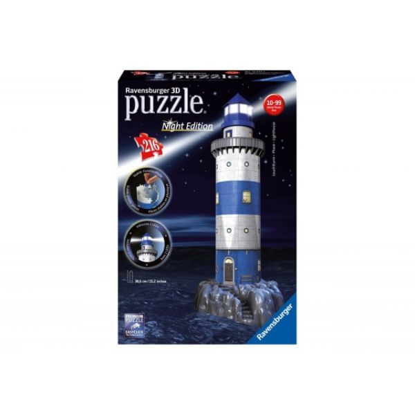 Puzzle 3D Leuchtturm bei Nacht 216 teilig