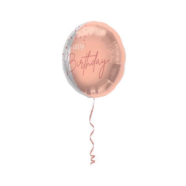 Folienballon Elegant Lush Blush Happy Birthday roségold-transparent
