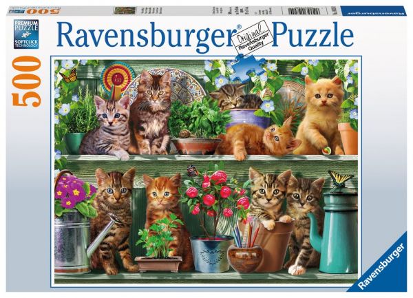 Puzzle 500 Teile : Katzen im Regal 14.824