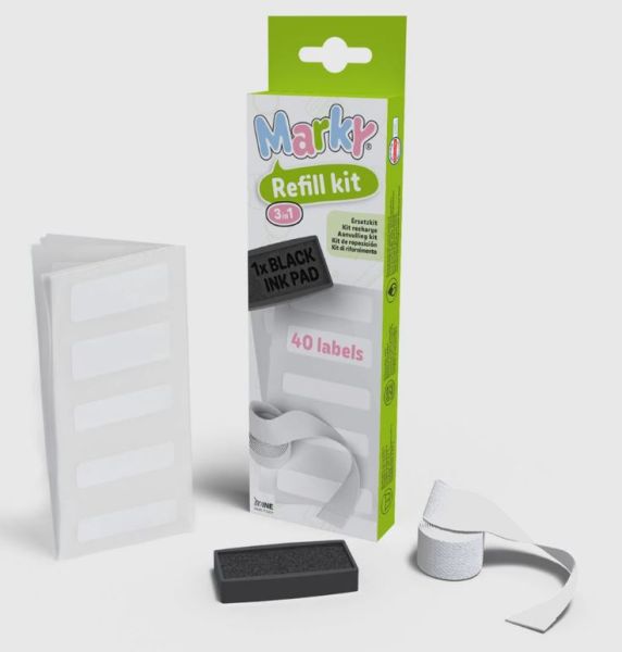 COLOP MARKY Nachfüllset Refillkit mit Stempel- kissen, Textilband + Etiketten