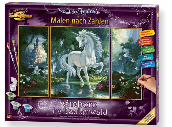 Schipper Einhorn im Zauberwald Triptychon 50x80cm
