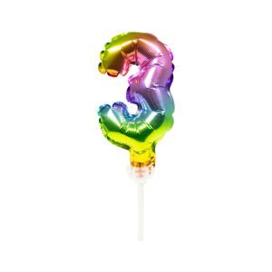 Folienballon Zahl 3 Tortendeko rainbow