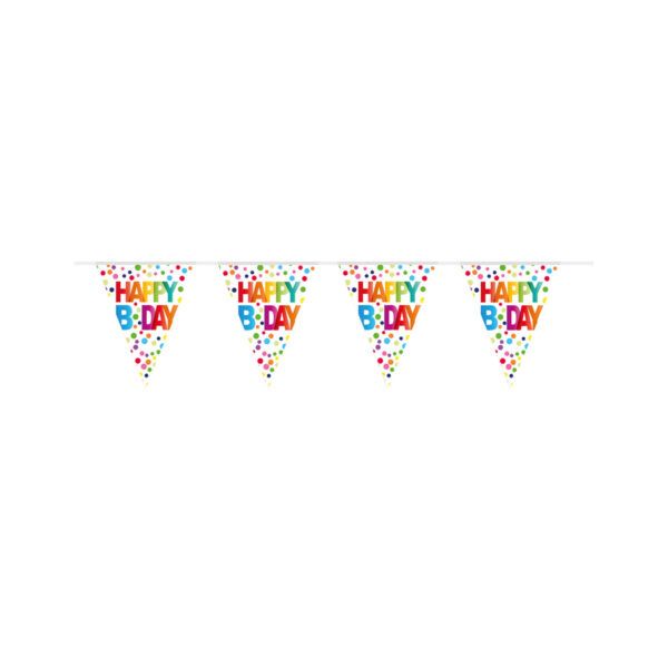 Wimpelkette mit Punkten Happy Birthday 10 Meter
