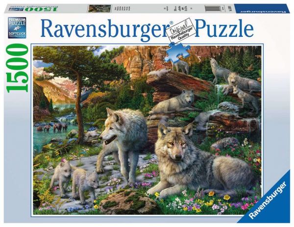Puzzle 1500 Teile Wolfsrudel im Frühlingserwachen 16.598