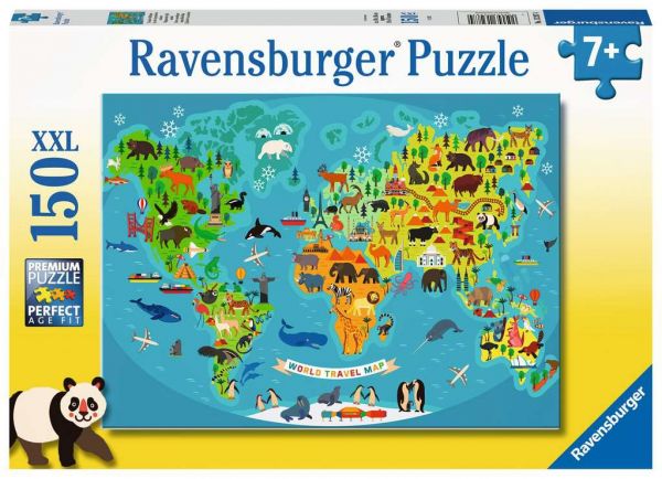 Puzzle 150 XXL Teile Tierische Weltkarte 13.287