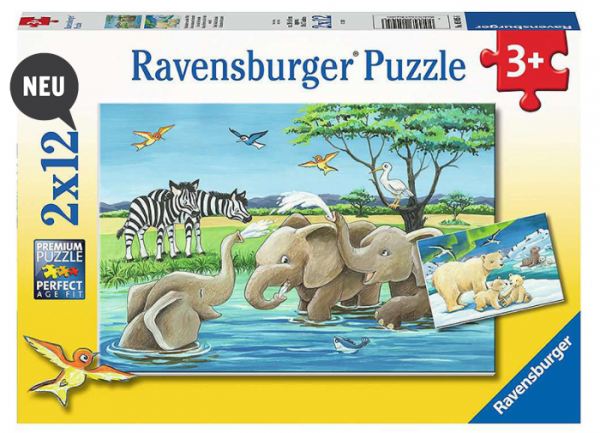 Ravensburger Puzzle 2x12 Teile - Tierkinder aus aller Welt